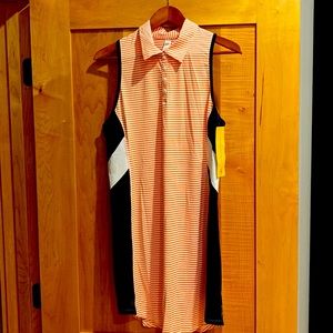 Lole Adisa Dress. Navy, Orange, White. 86% Polyester, 17% Elasthanne.